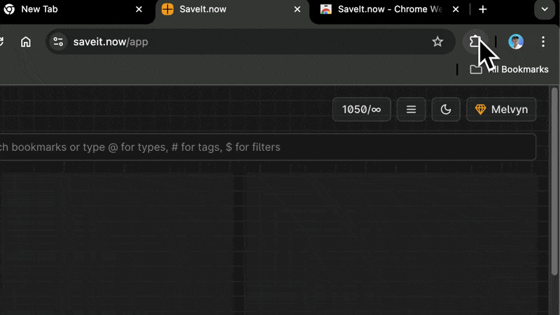 How to pin the SaveIt extension