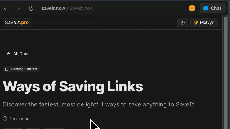 How to save a link with the extension